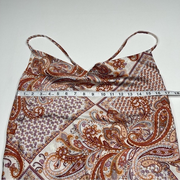 Bishop + Young Cami Tank Top Satin Drape Neck Y2K Paisley Summer Boho Geometric - Picture 9 of 14